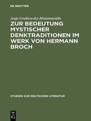 cover image of Zur Bedeutung mystischer Denktraditionen im Werk von Hermann Broch